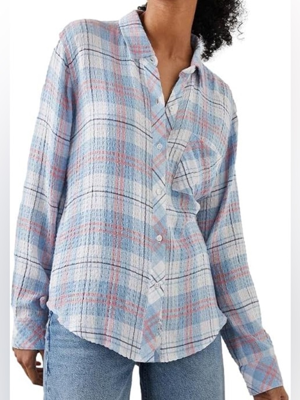 Rails Brady Soft Light Blue and Pink Plaid Shirt size small. Great condition!